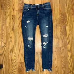 Dark Wash Skinny Ripped Jeans